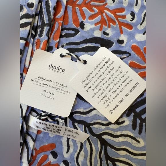 NWT Danica Studio Entwine Block Print Light Weight Scarf 100% Cotton - Picture 4 of 6